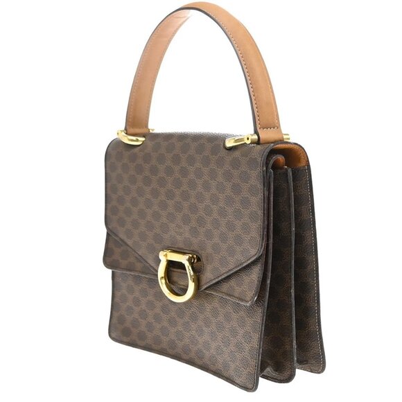 CELINE Logo Macadam Pattern Hand Bag PVC Leather Brown GHW Italy 67EF790 - Picture 2 of 16